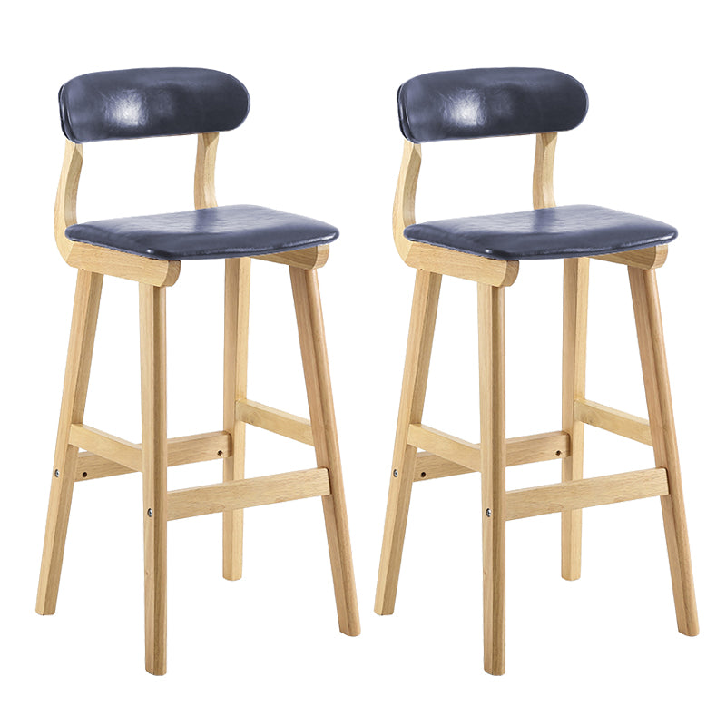 Taburete de bar estilo escandinavo, patas de madera, asiento de cuero para barra de cocina