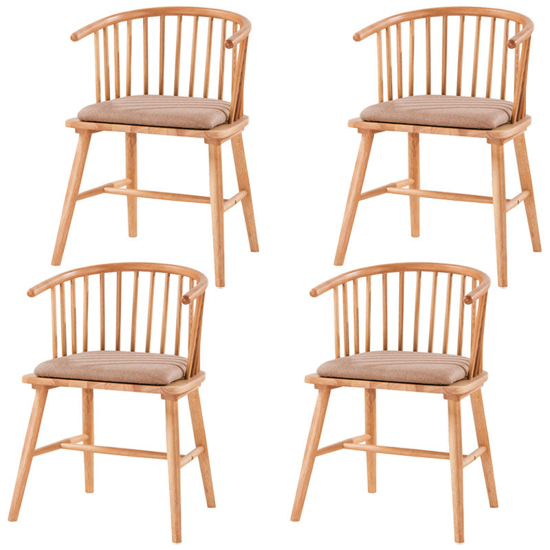 Modern Rubberwood Windsor Back Arm Chair Matte Finish Upholstered Dining Chair