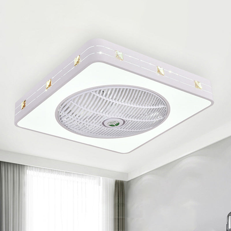 21,5 "" LED de large LED à chasse à chasse plafonnier plafond moderne Métal de métal de la lampe à fans suspendue en blanc, 3 lames