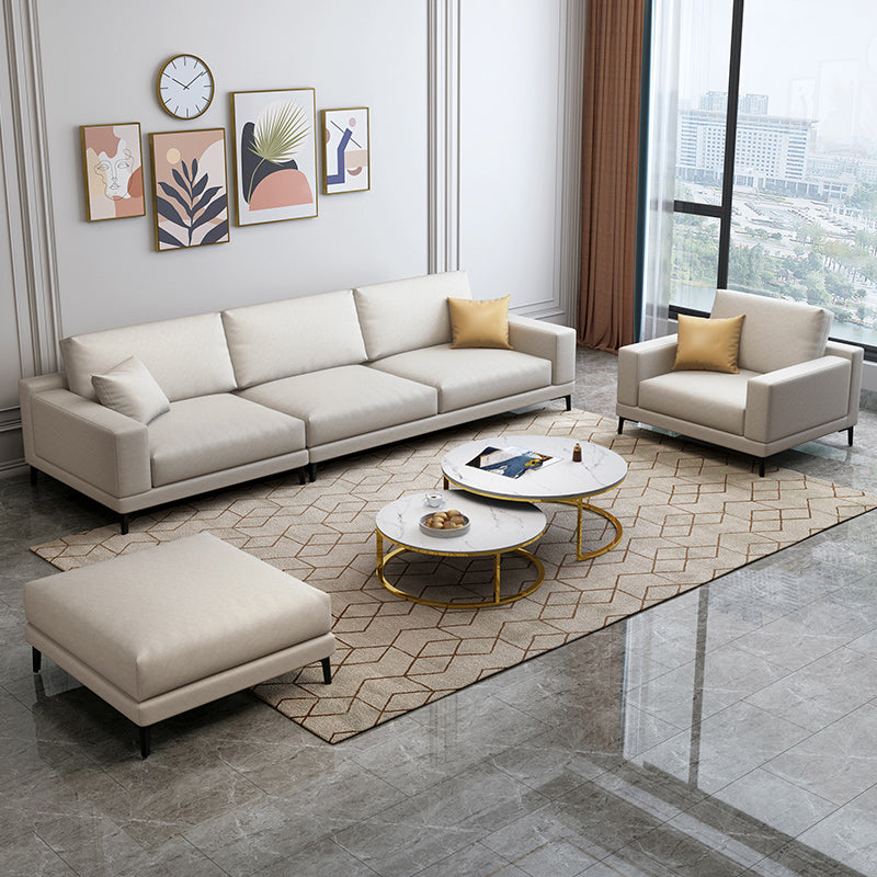 Loose Back Faux Leather Square Arm Sofa with Waterproof and Stain Resistant