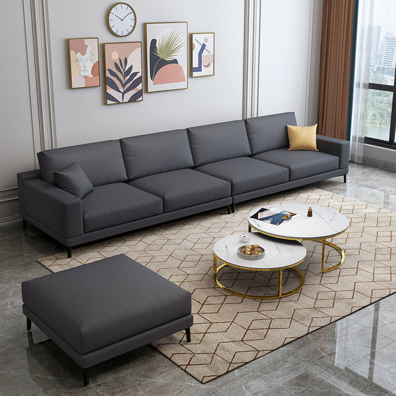 Loose Back Faux Leather Square Arm Sofa with Waterproof and Stain Resistant
