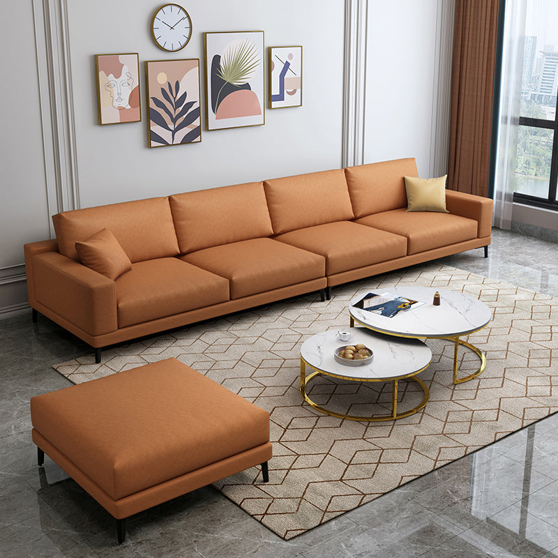 Loose Back Faux Leather Square Arm Sofa with Waterproof and Stain Resistant