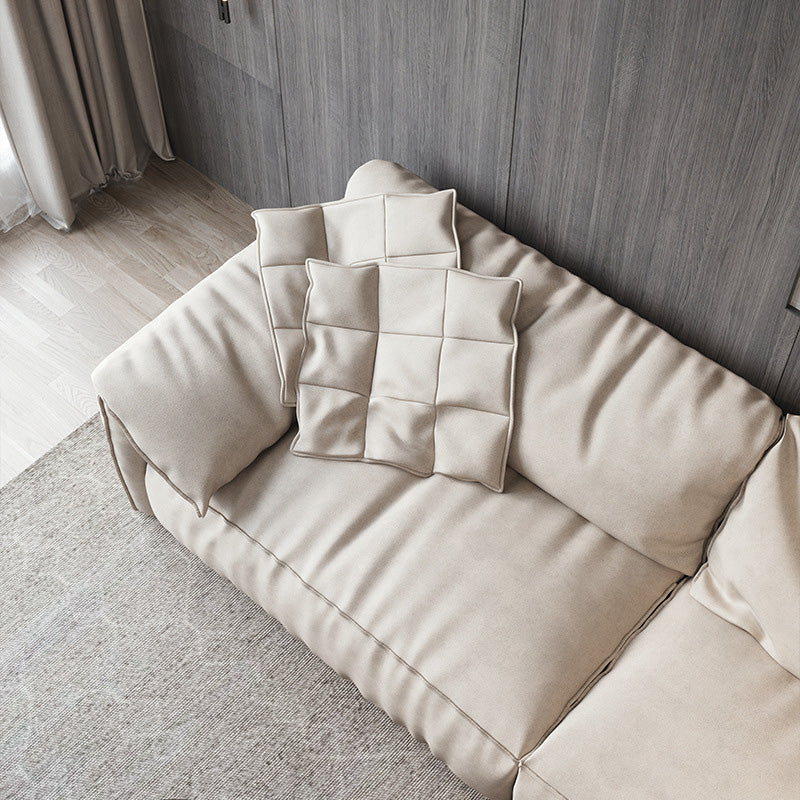 Almohada reposabrazos/tapicería de látex imitación tapicería de cuero sofá rectangular beige