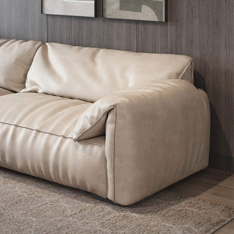 Almohada reposabrazos/tapicería de látex imitación tapicería de cuero sofá rectangular beige
