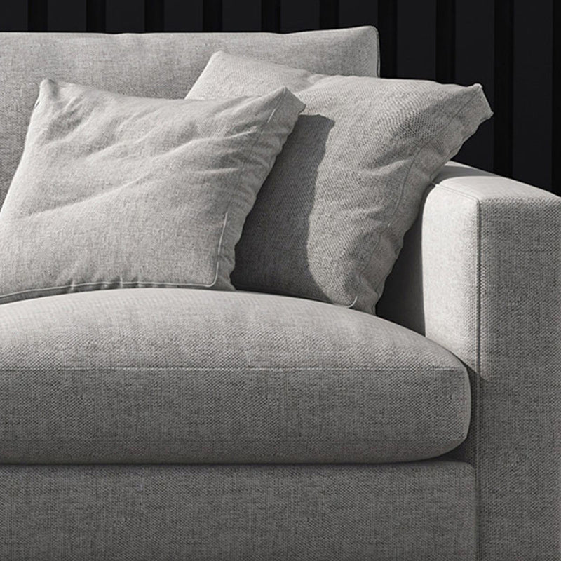 Creamy White Square Arm Contemporary Sofa with Loose Back with Multiple Cushions