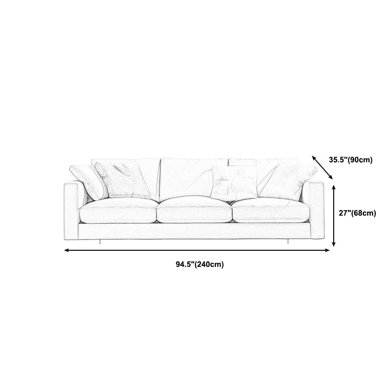 Creamy White Square Arm Contemporary Sofa with Loose Back with Multiple Cushions