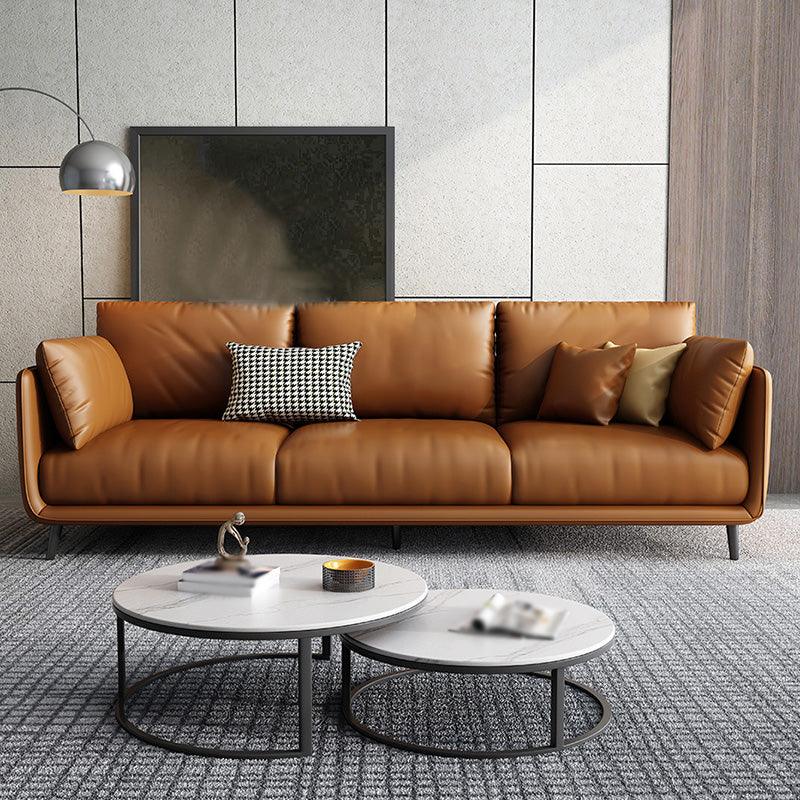 Pillow Armrest Latex Seat Imitation Leather & Leather Upholstered Rectangular Sofa