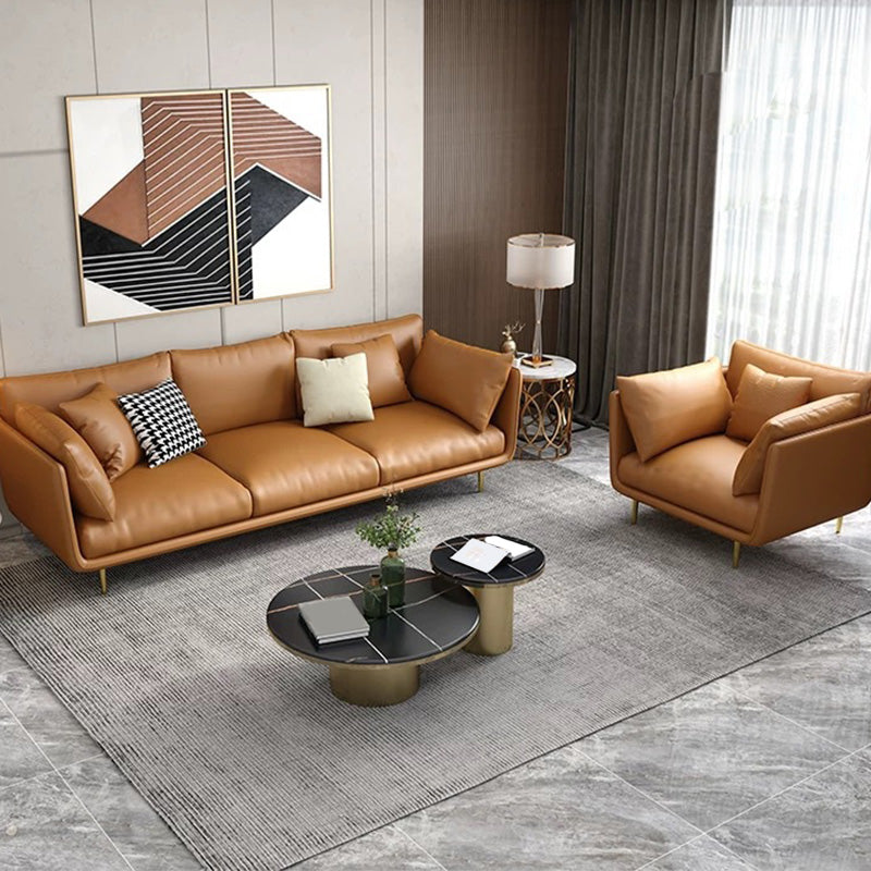 Pillow Armrest Latex Seat Imitation Leather & Leather Upholstered Rectangular Sofa