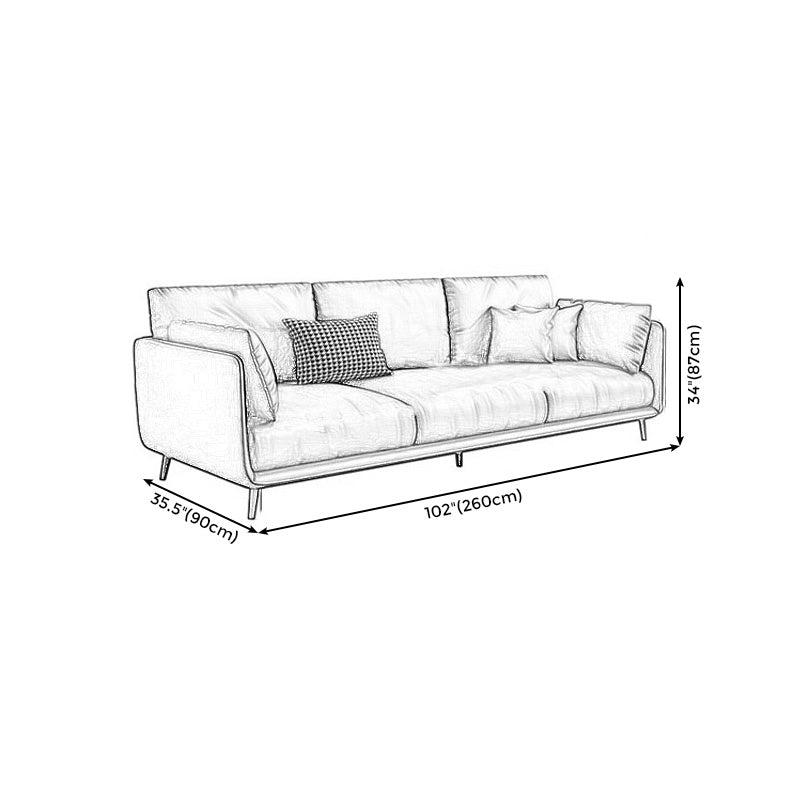 Pillow Armrest Latex Seat Imitation Leather & Leather Upholstered Rectangular Sofa