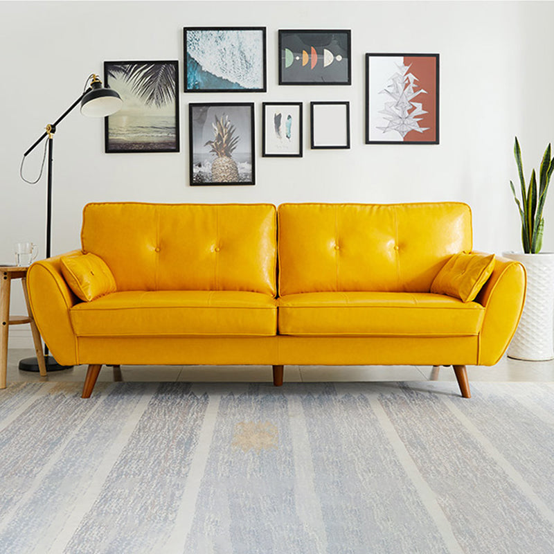 Faux Ledersofa ausgestoßen Armknopf getuftet lose Rückensofa für Wohnzimmer