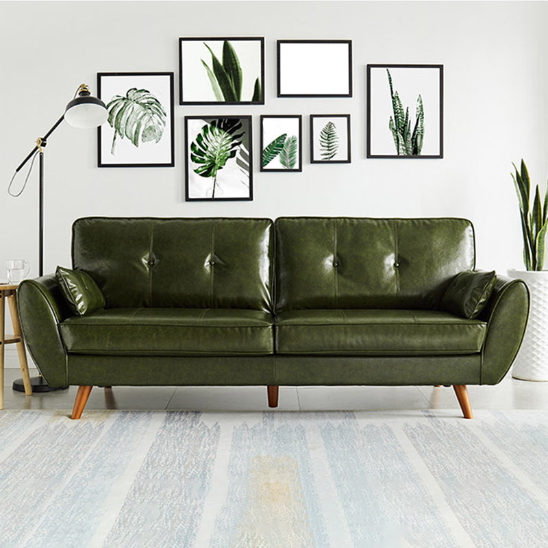 Faux Ledersofa ausgestoßen Armknopf getuftet lose Rückensofa für Wohnzimmer