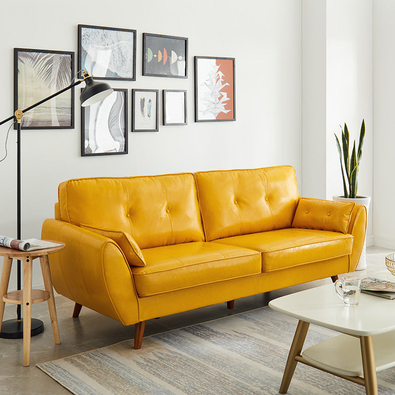 Faux Ledersofa ausgestoßen Armknopf getuftet lose Rückensofa für Wohnzimmer