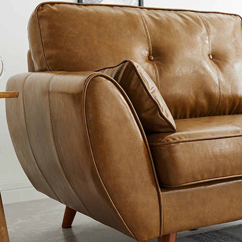 Faux Ledersofa ausgestoßen Armknopf getuftet lose Rückensofa für Wohnzimmer
