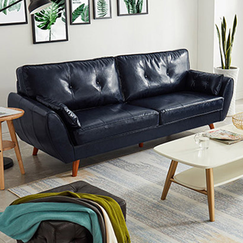 Faux Ledersofa ausgestoßen Armknopf getuftet lose Rückensofa für Wohnzimmer