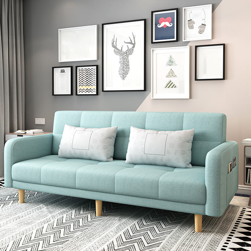 Modern Square Arm Sofa Convertible Wood Legs  Biscuit Back Sofa