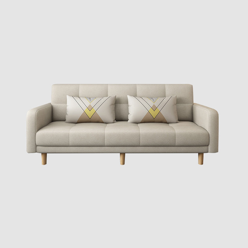 Modern Square Arm Sofa Convertible Wood Legs  Biscuit Back Sofa