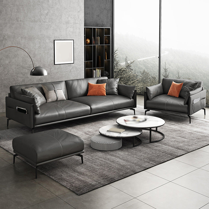 Modern Style Cushioned Armrest Padded Leather & Imitation Leather Sofa