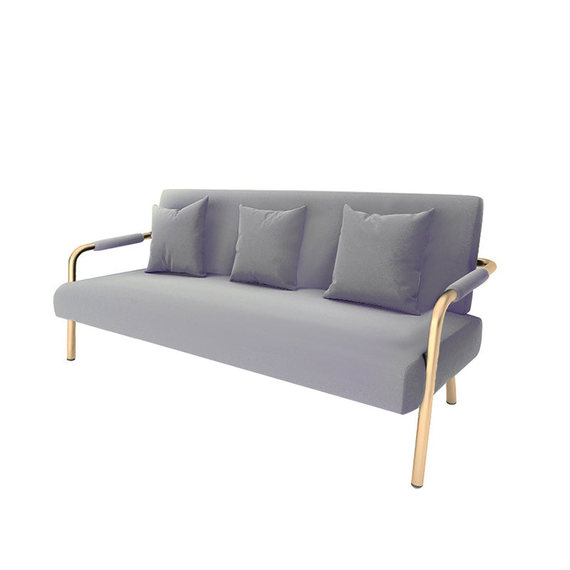 Modern Macaroon Velvet Sofa Tuxedo Arm Standard Tight Back Sofa