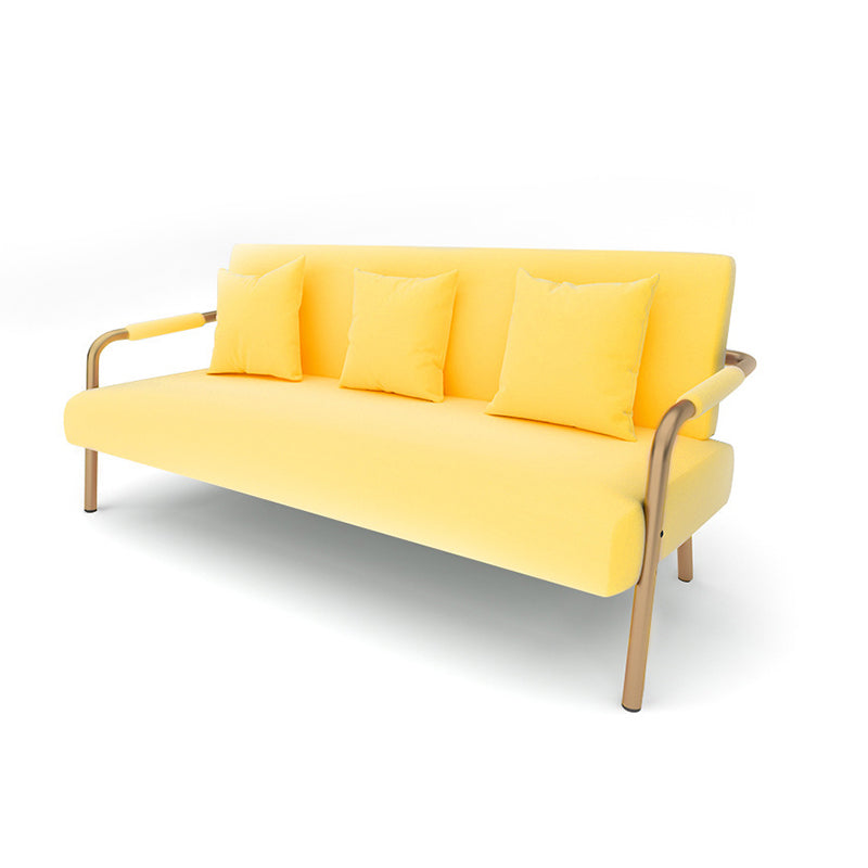 Modern Macaroon Velvet Sofa Tuxedo Arm Standard Tight Back Sofa