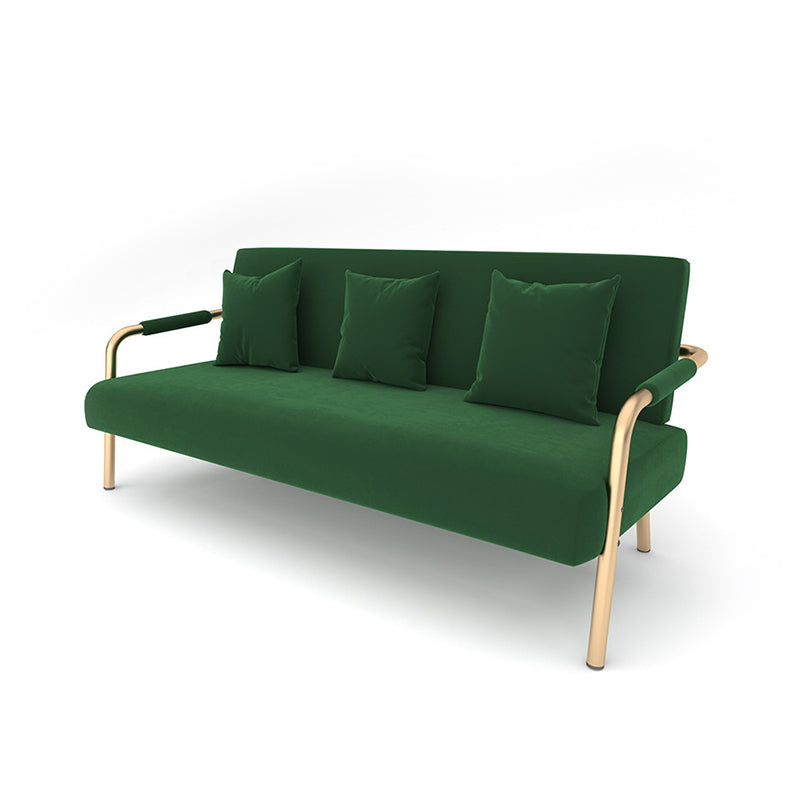 Modern Macaroon Velvet Sofa Tuxedo Arm Standard Tight Back Sofa
