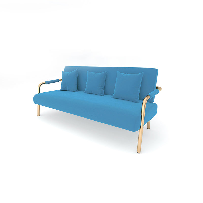 Modern Macaroon Velvet Sofa Tuxedo Arm Standard Tight Back Sofa