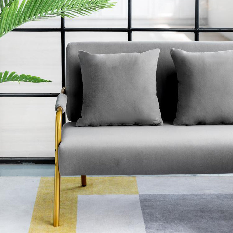 Modern Macaroon Velvet Sofa Tuxedo Arm Standard Tight Back Sofa