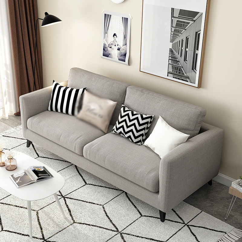 Contemporary Linen Tuxedo Arm Standard Sofa with Loose Back for Living Room