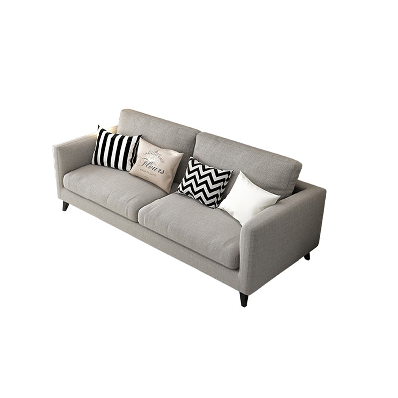 Contemporary Linen Tuxedo Arm Standard Sofa with Loose Back for Living Room