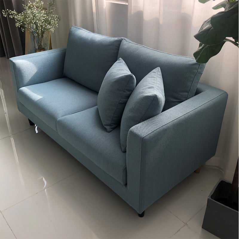 Contemporary Linen Tuxedo Arm Standard Sofa with Loose Back for Living Room