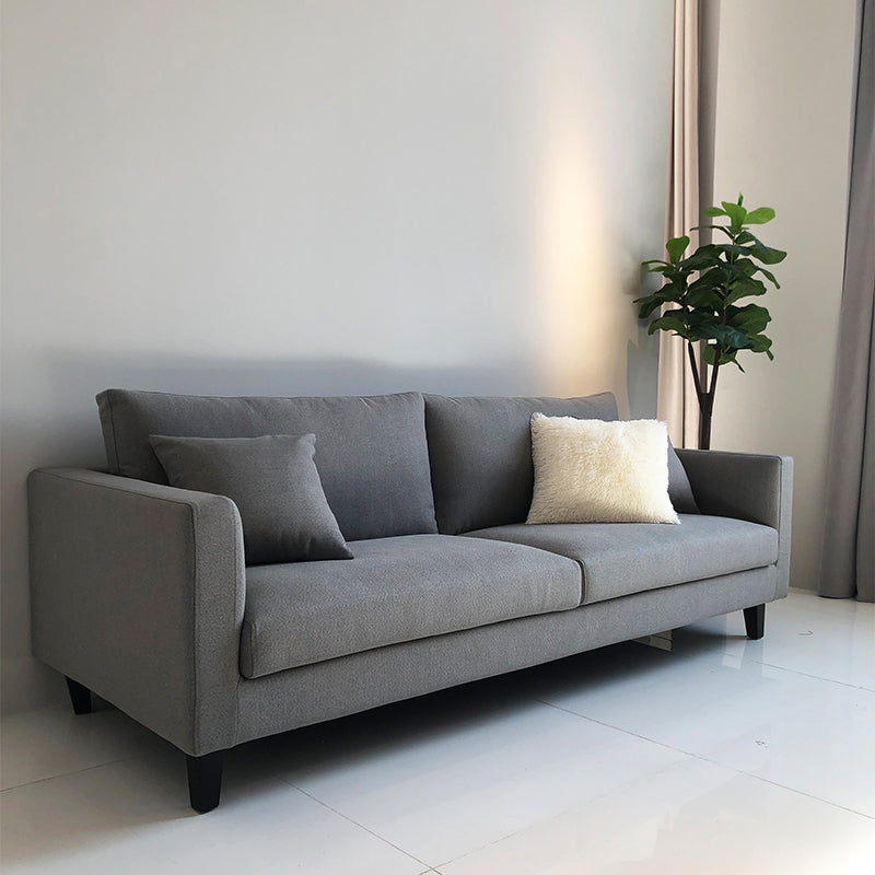 Contemporary Linen Tuxedo Arm Standard Sofa with Loose Back for Living Room