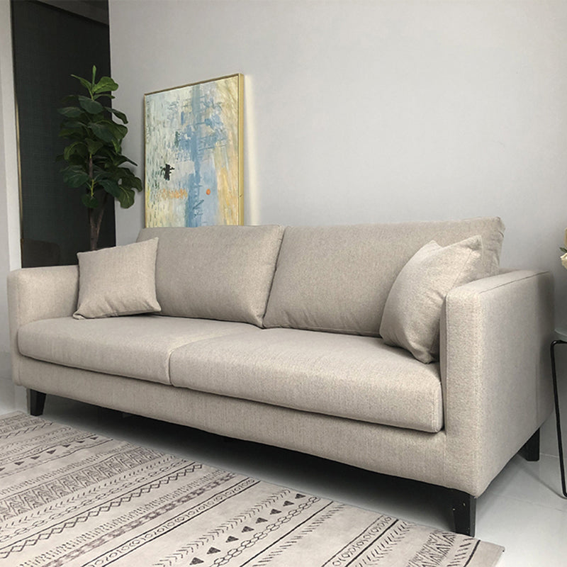 Contemporary Linen Tuxedo Arm Standard Sofa with Loose Back for Living Room