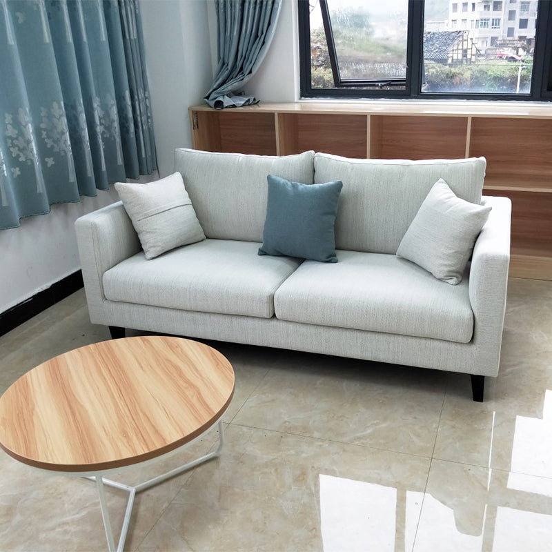 Contemporary Linen Tuxedo Arm Standard Sofa with Loose Back for Living Room