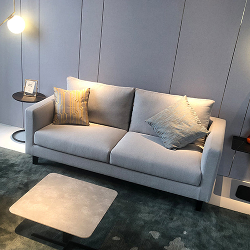 Contemporary Linen Tuxedo Arm Standard Sofa with Loose Back for Living Room