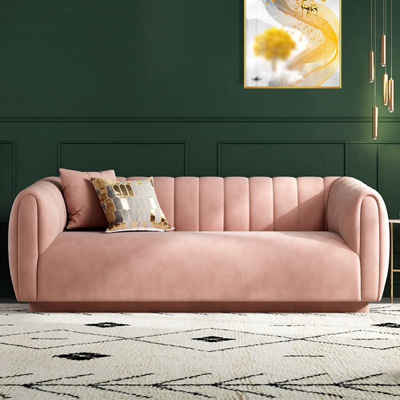 Nordic Sewn Pillow Back Sofa 31.5" High Velvet Tuxedo Arm Sofa