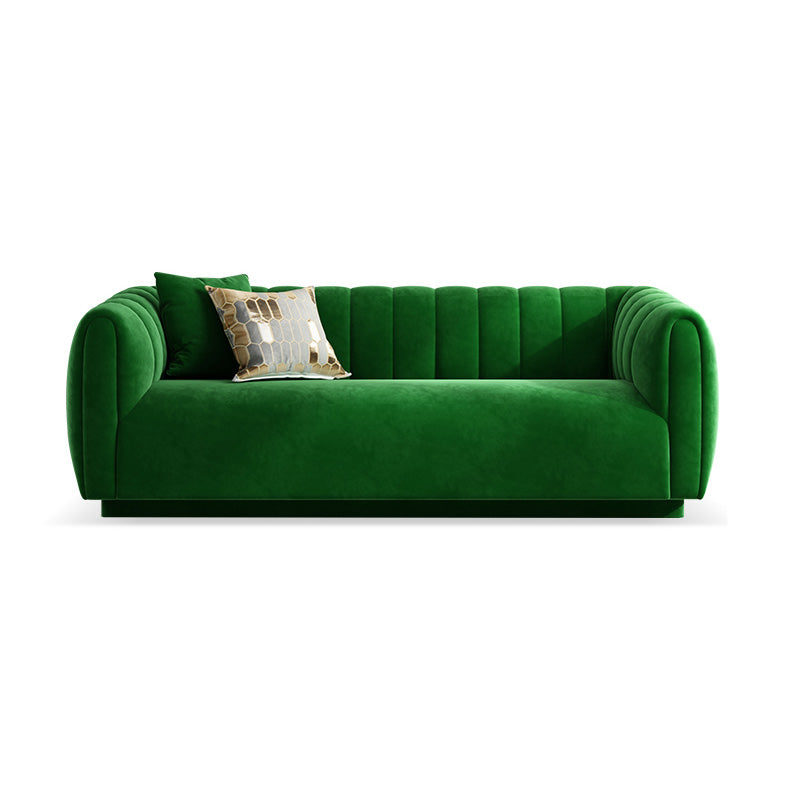Nordic Sewn Pillow Back Sofa 31.5" High Velvet Tuxedo Arm Sofa