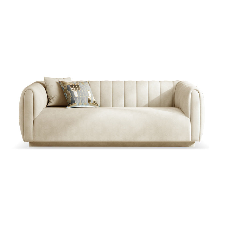 Nordic Sewn Pillow Back Sofa 31.5" High Velvet Tuxedo Arm Sofa