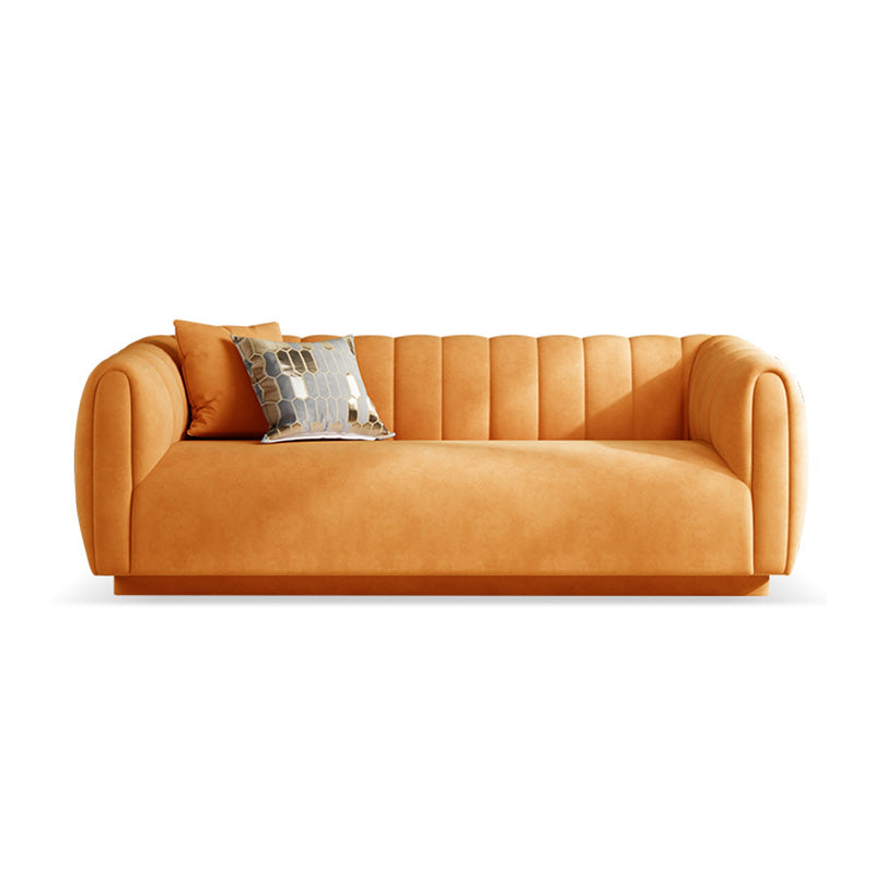 Nordic Sewn Pillow Back Sofa 31.5" High Velvet Tuxedo Arm Sofa