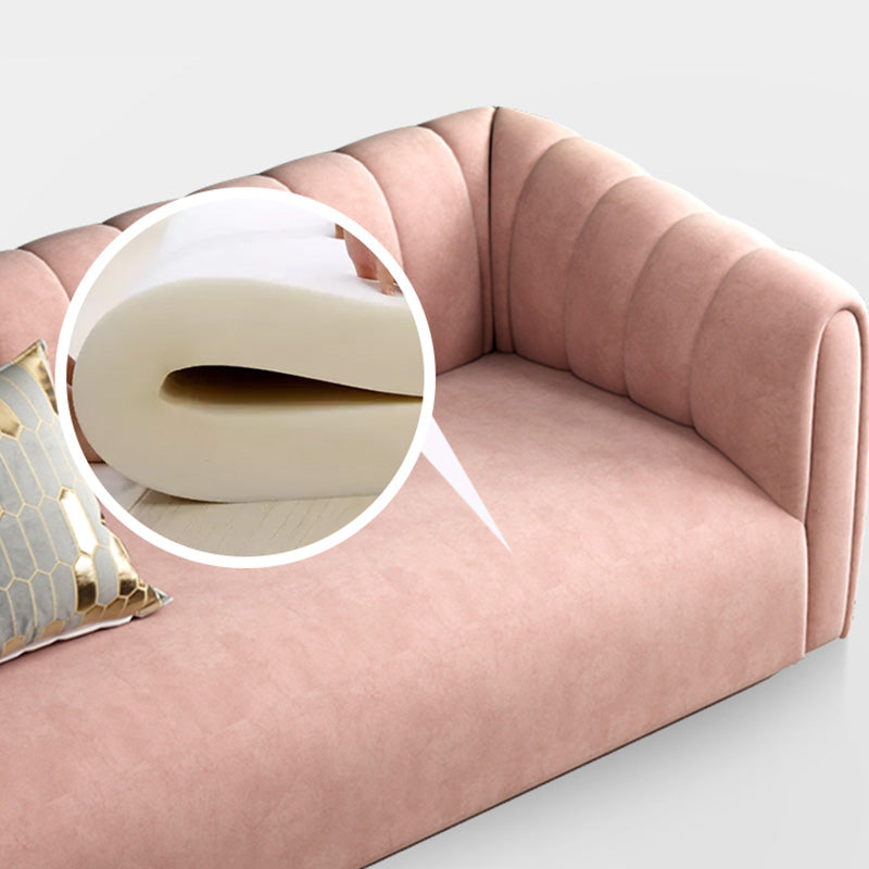 Nordic Sewn Pillow Back Sofa 31.5" High Velvet Tuxedo Arm Sofa