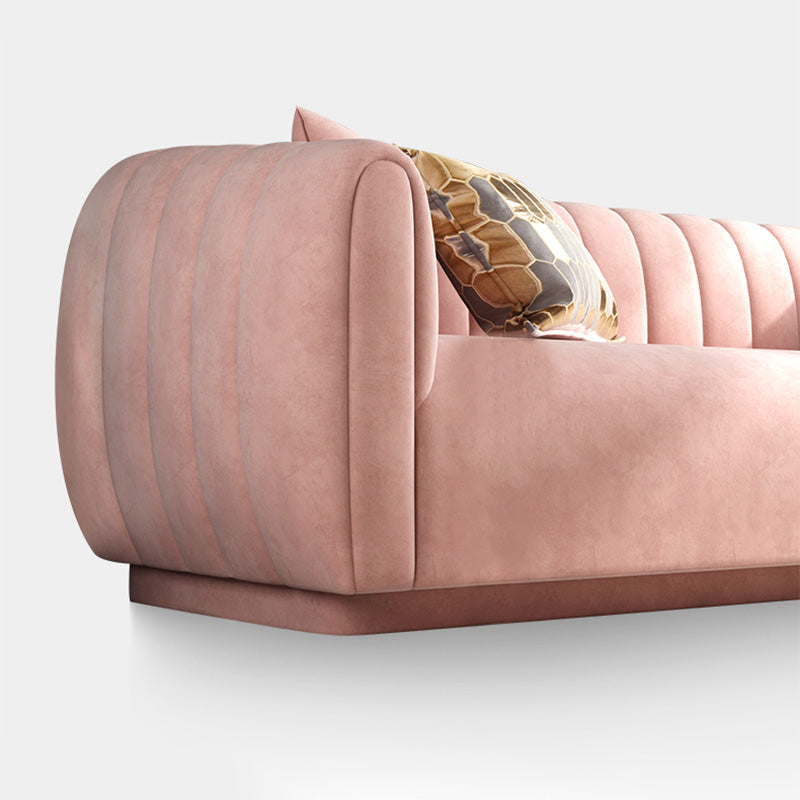 Nordic Sewn Pillow Back Sofa 31.5" High Velvet Tuxedo Arm Sofa