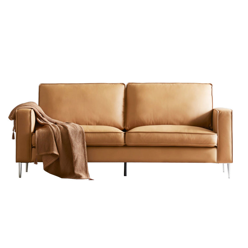 Cushions Faux Leather Square Arm Sofa with Stain Resistant and Waterproof