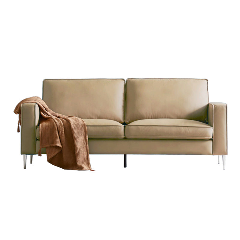 Cushions Faux Leather Square Arm Sofa with Stain Resistant and Waterproof