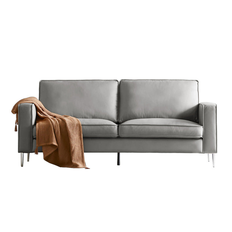 Cushions Faux Leather Square Arm Sofa with Stain Resistant and Waterproof