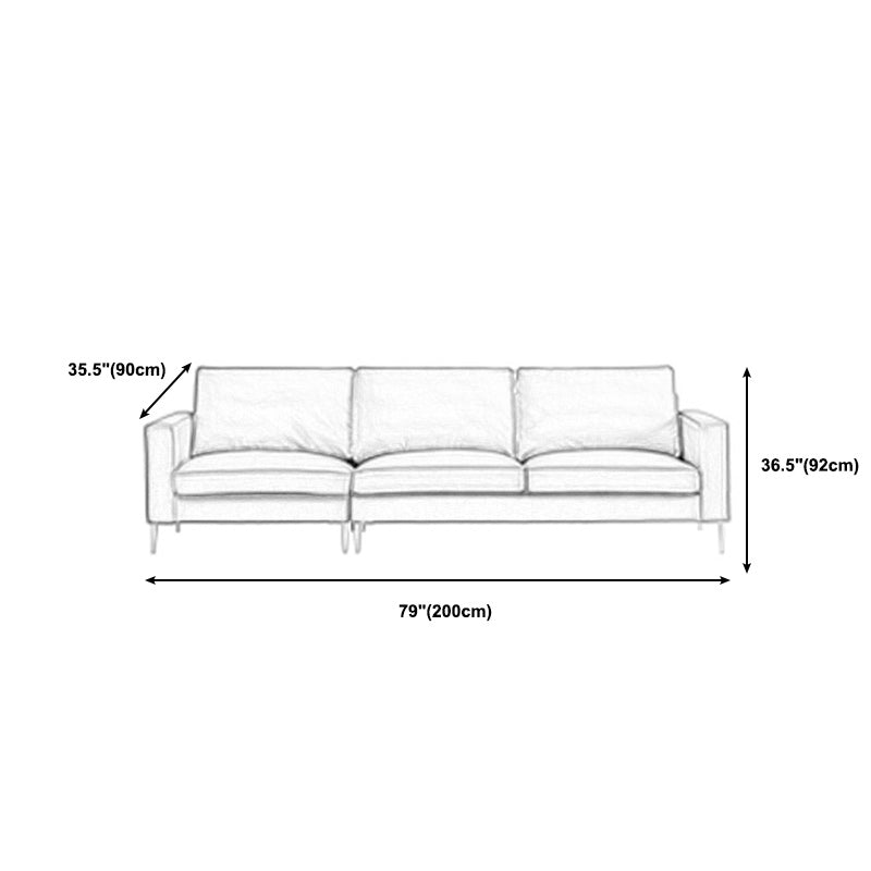 Cushions Faux Leather Square Arm Sofa with Stain Resistant and Waterproof
