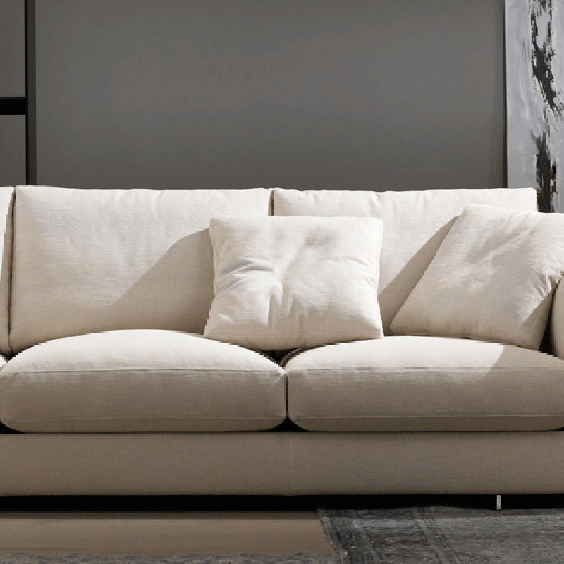 Padded Wooden down Cloth Rectangular Sofa with Pillow Back and Down/sponge/latex Cushion