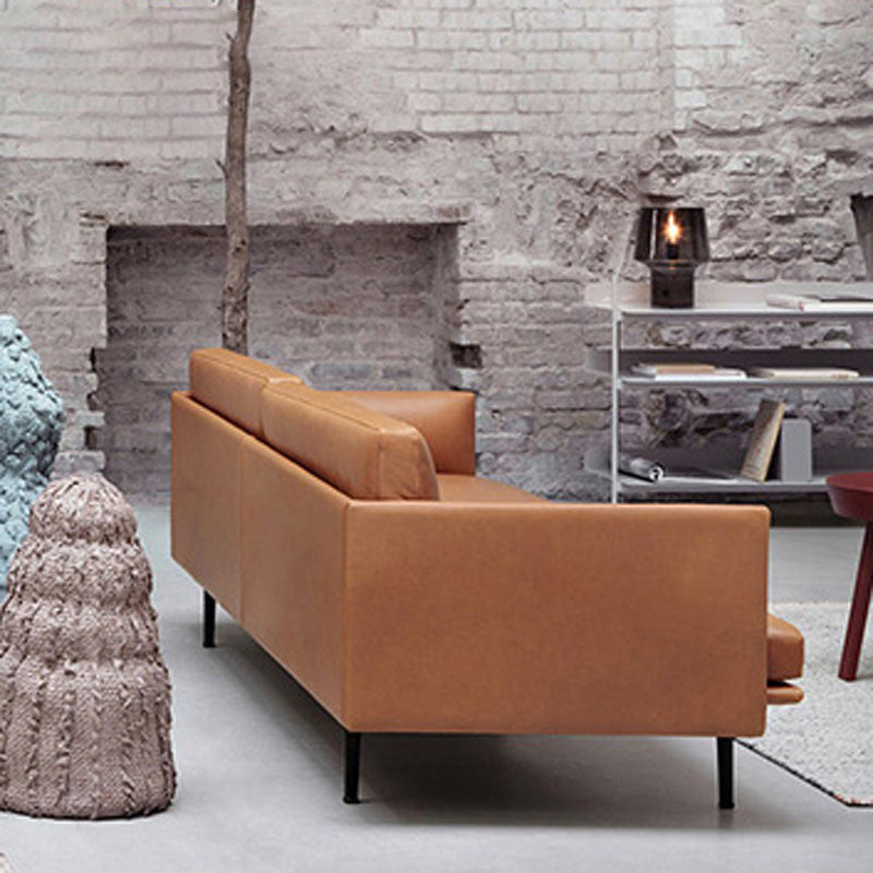 29" High Modern Faux Leather Tuxedo Arm Standard Sofa with Cushions for Living Room