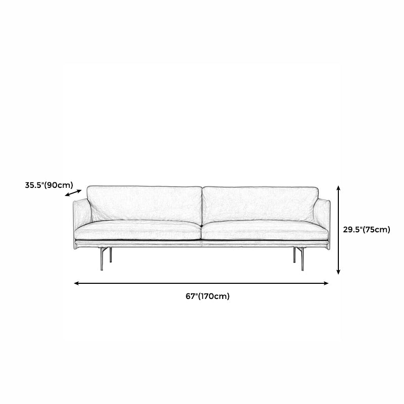 29" High Modern Faux Leather Tuxedo Arm Standard Sofa with Cushions for Living Room