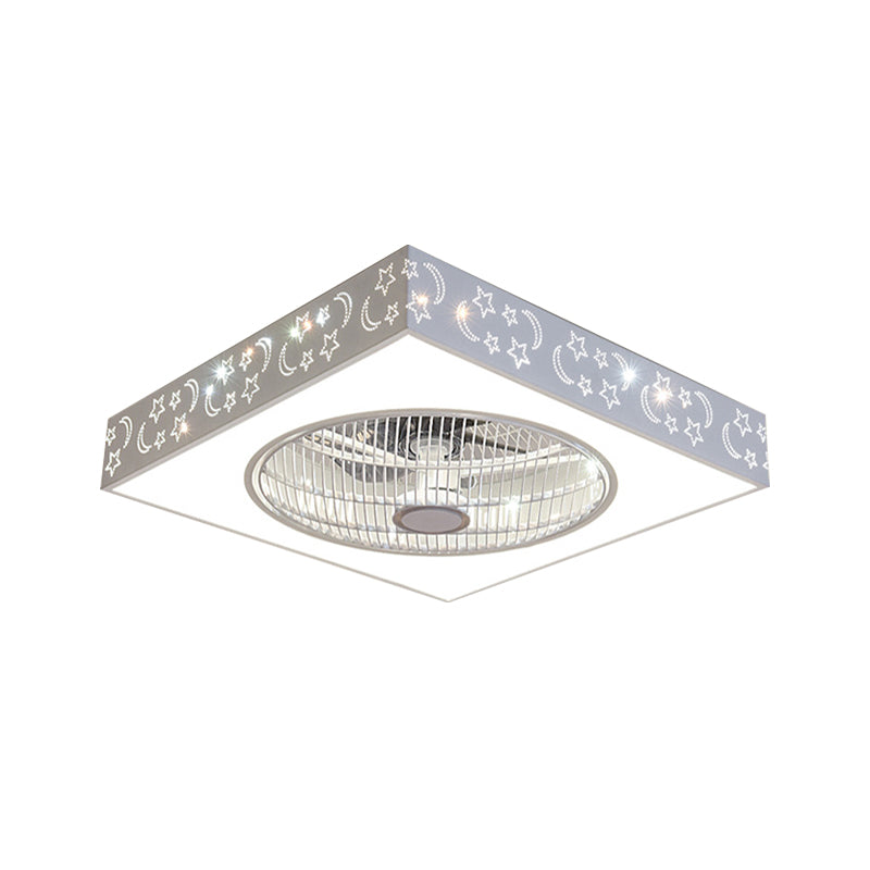 Luz de techo de semi rascillo cuadrado blanco LED acrílico moderno 21.5 "W Livera de ventilador colgante de sala de estar con 3 cuchillas