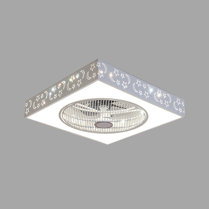 Luz de techo de semi rascillo cuadrado blanco LED acrílico moderno 21.5 "W Livera de ventilador colgante de sala de estar con 3 cuchillas