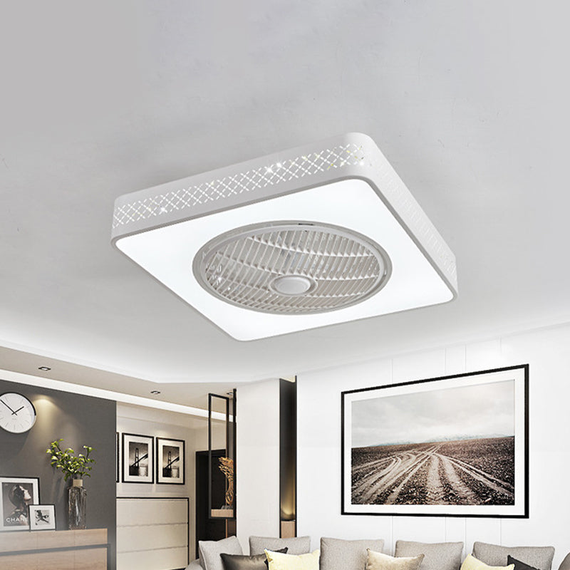 21.5 "W Acryl Wit Semi Flush Mount Lighting Square LED Hedendaags plafondventilator Licht, 4 messen