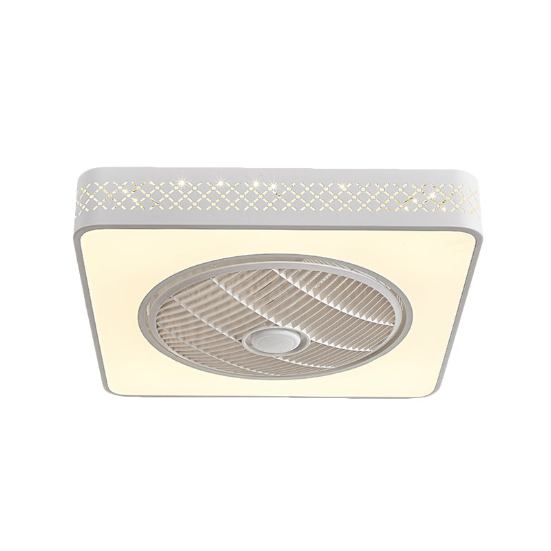 21.5 "W Acryl Wit Semi Flush Mount Lighting Square LED Hedendaags plafondventilator Licht, 4 messen